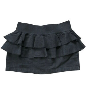 TRF Collection Layered Black Mini Jean Skirt, 10